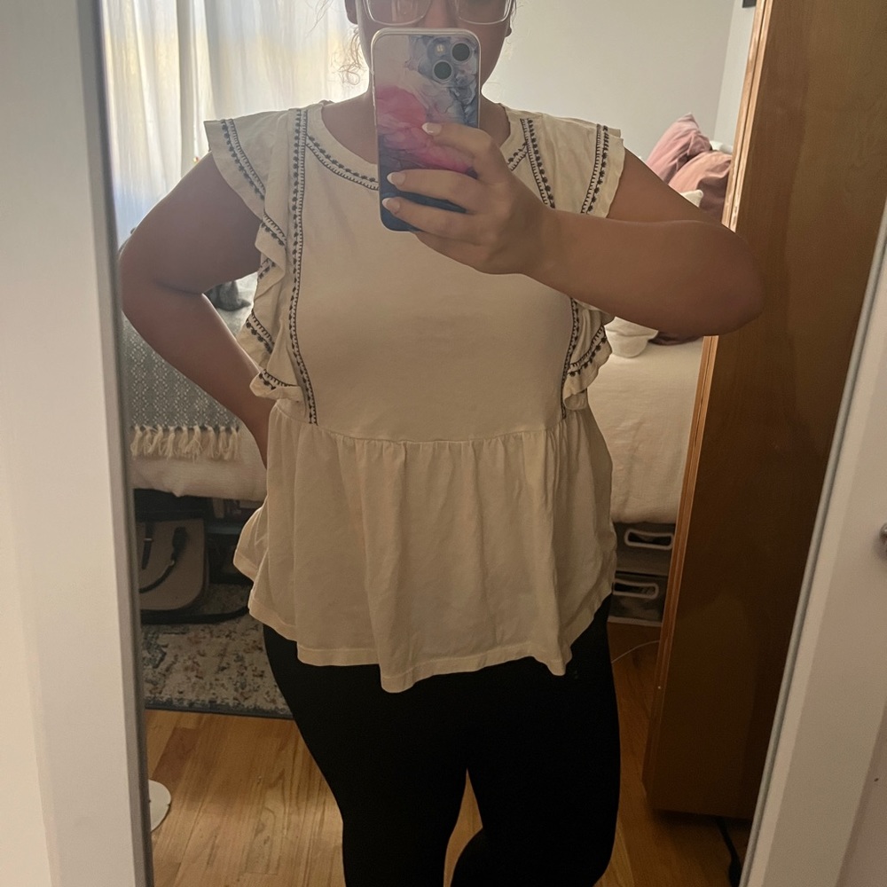 Ann Taylor Flutter Sleeve Blouse